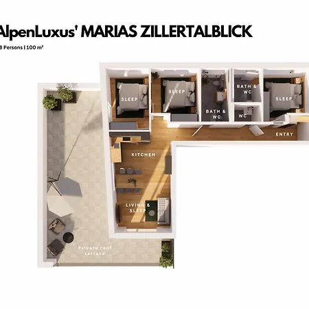 Apartment Alpenluxus Presents - Marias Zillertalblick With Roof Terrace, 3 Bedrooms & Parking Space Schlitters